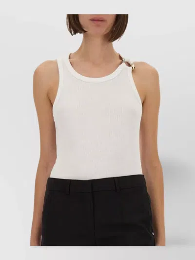 Jean Paul Gaultier Ribbed Texture Scoop Neck Sleeveless Top In White