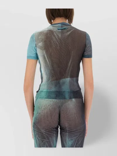 Jean Paul Gaultier Abstract Print Sheer Fabric Top In Green