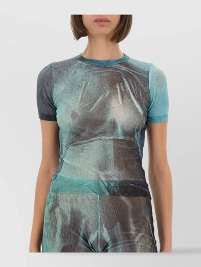 Jean Paul Gaultier Abstract Print Sheer Fabric Top In Green