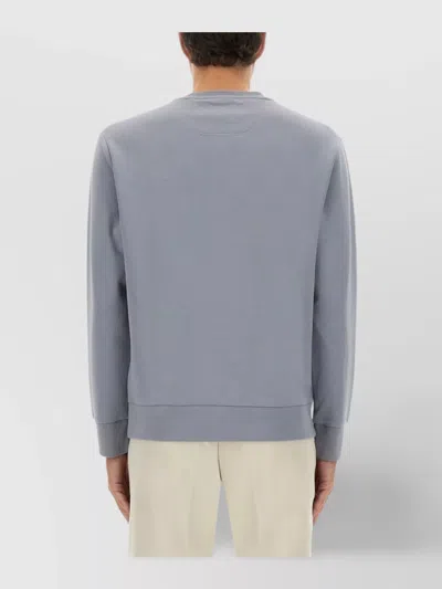 Hugo Boss Crew Neck Sweater Ribbed Cuffs In Gray