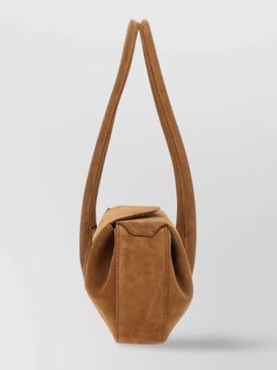 Yuzefi Long Handle Rectangular Shape Suede Finish Shoulder Bag