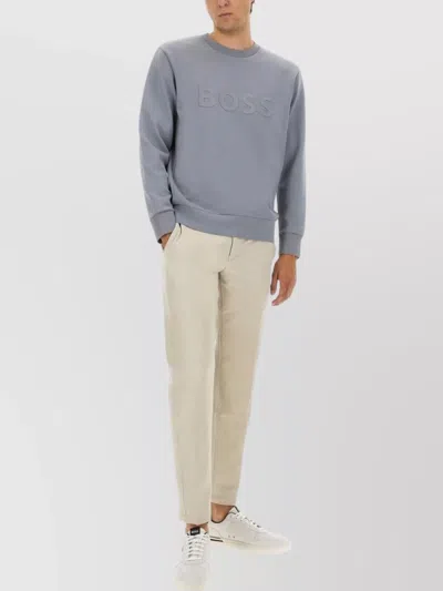 Hugo Boss Tailored Trousers With Pockets And Loops In Neutral