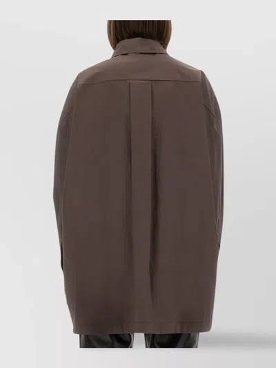 Attico Diana Oversized Cotton Poplin Shirt In Brown