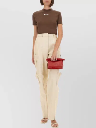 Jacquemus Crew Neck Box Cut Short Sleeve Top In Brown