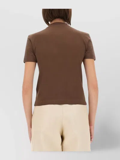 Jacquemus Crew Neck Box Cut Short Sleeve Top In Brown