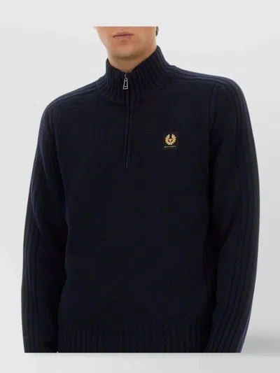 Belstaff High Collar Cuffs And Hem In Blue