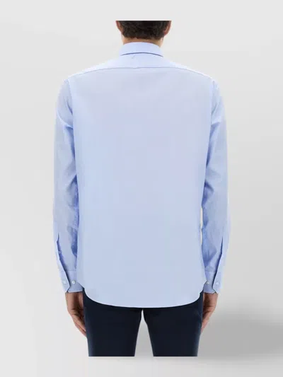 Hugo Boss Tailored Shirt With Button-down Collar And Cuff Buttons In Blue