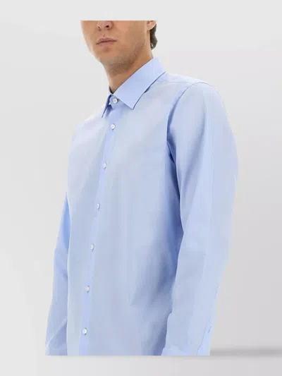 Hugo Boss Tailored Shirt With Button-down Collar And Cuff Buttons In Blue