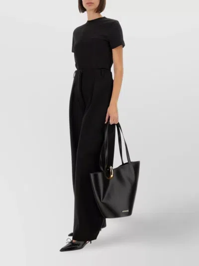 Jacquemus 'le Pantalon Paseo' Black Pants With Belt Loops And Wide Leg
