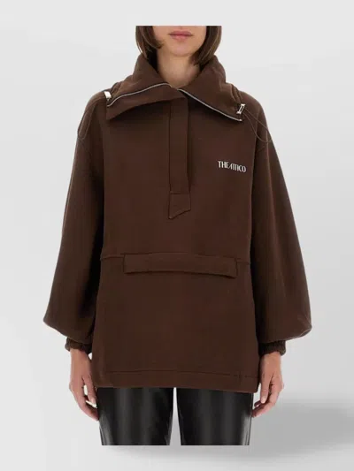 Attico Logo Hooded Jacket Front Pocket In Brown