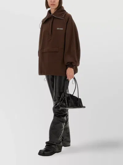 Attico Logo Hooded Jacket Front Pocket In Brown