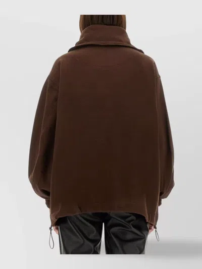 Attico Logo Hooded Jacket Front Pocket In Brown