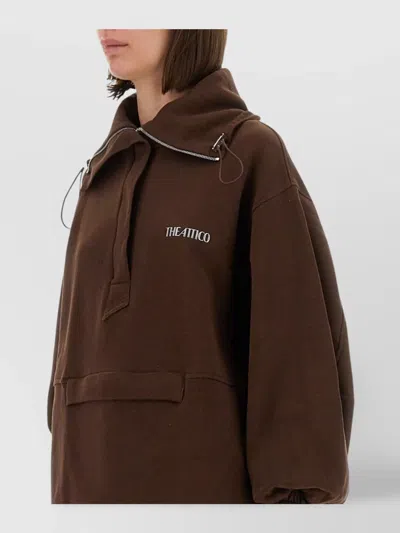 Attico Logo Hooded Jacket Front Pocket In Brown