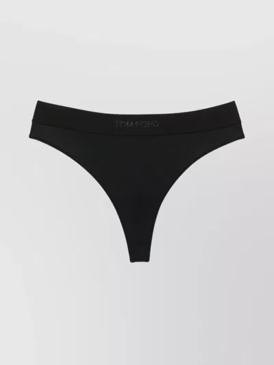 Tom Ford Signature Elastic Waistband Thong In Black