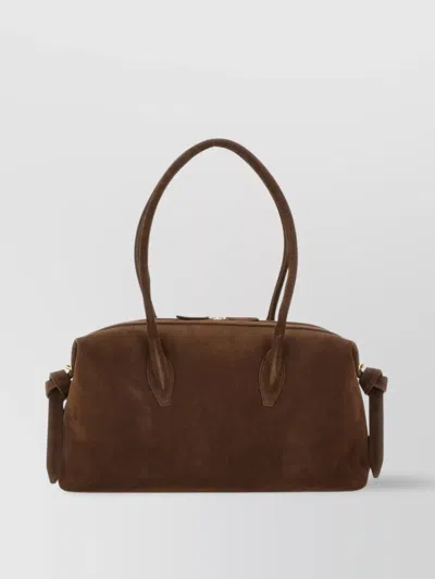 Yuzefi Rectangular Suede Shoulder Bag With Detachable Strap