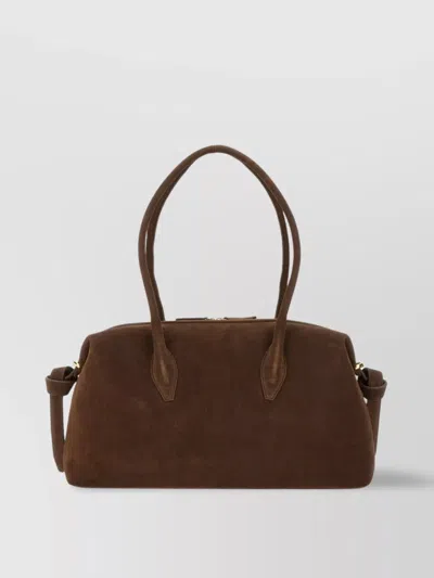 Yuzefi Rectangular Suede Shoulder Bag With Detachable Strap