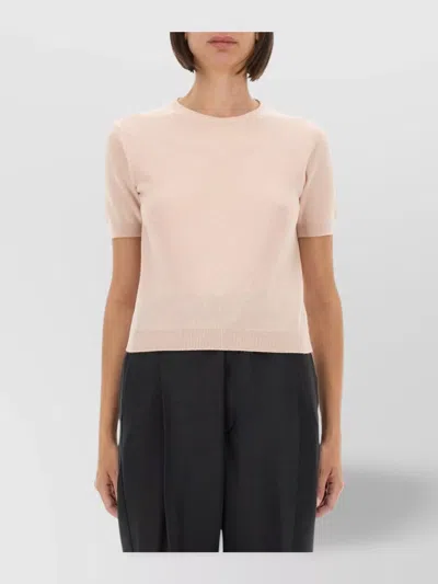Maison Margiela Short Sleeve Crew Neck Top With Soft Texture In Neutral