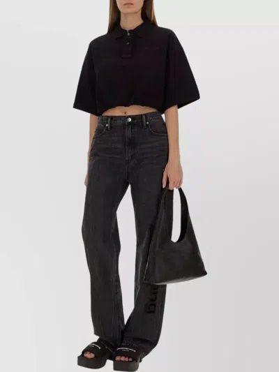 Alexander Wang Deconstructed Polo Shirt Shirts Black In Black