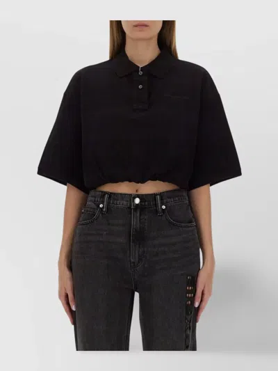 Alexander Wang Deconstructed Polo Shirt Shirts Black In Black