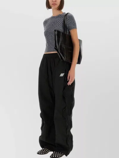 Alexander Wang Short Sleeve Round Neck Cropped Top In Gray