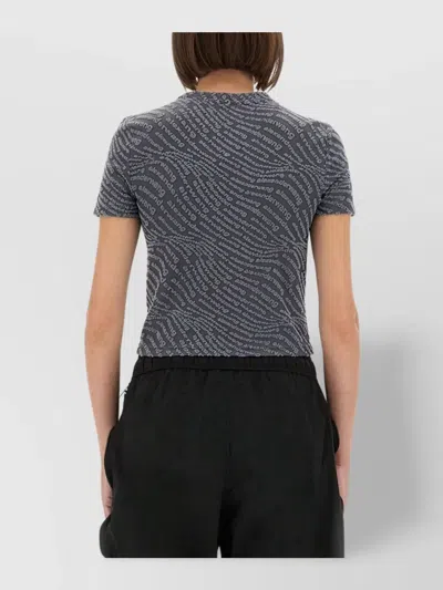 Alexander Wang Short Sleeve Round Neck Cropped Top In Gray