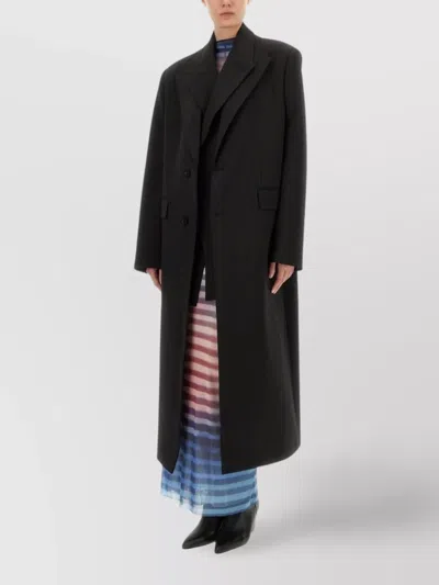 Jean Paul Gaultier Long Length Notch Lapel Coat With Side Pockets In Black