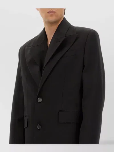 Jean Paul Gaultier Long Length Notch Lapel Coat With Side Pockets In Black