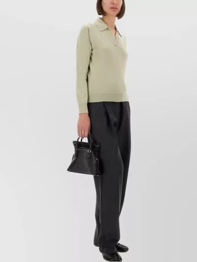 Maison Margiela Ribbed Long Sleeve Top In Neutral