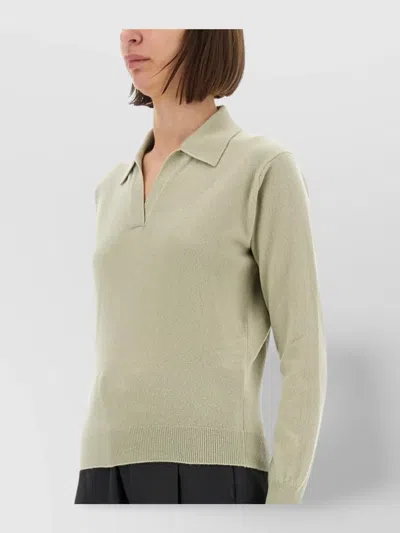 Maison Margiela Ribbed Long Sleeve Top In Neutral
