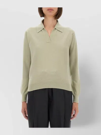 Maison Margiela Ribbed Long Sleeve Top In Neutral