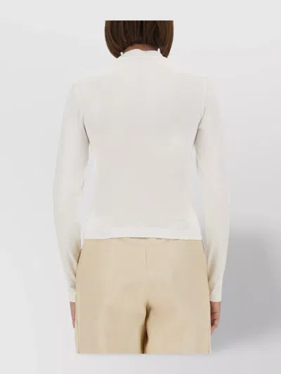 Jacquemus Slim Fit Long Sleeve Mock Neck Top In White