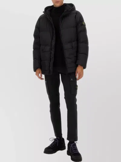 Stone Island Buttoned Pockets Hooded Quilted Jacket