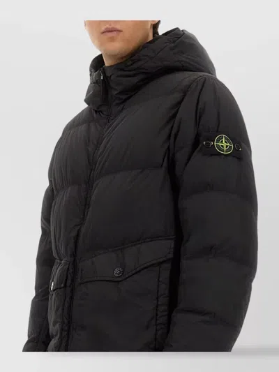 Stone Island Buttoned Pockets Hooded Quilted Jacket