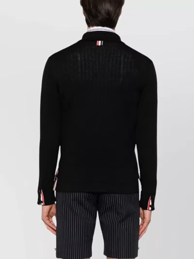 Thom Browne Button-front Knit Cardigan With Grosgrain Detailing In Black