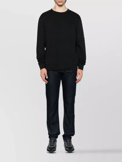 C.p. Company Cp Company Diagonal Raised Fleece Crew Neck Lens Sweatshirt In Black