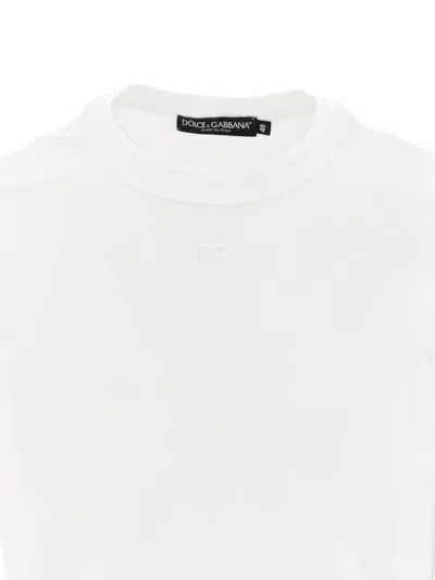 Dolce & Gabbana Crew Neck Cotton-blend T-shirt With Short Sleeves In White