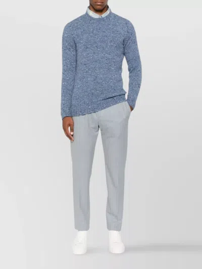 Drumohr Round Neck Border Sweater In Blue