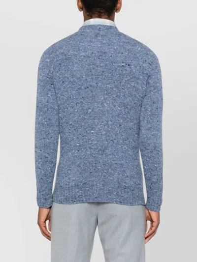 Drumohr Round Neck Border Sweater In Blue