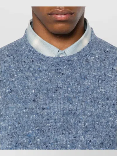 Drumohr Round Neck Border Sweater In Blue