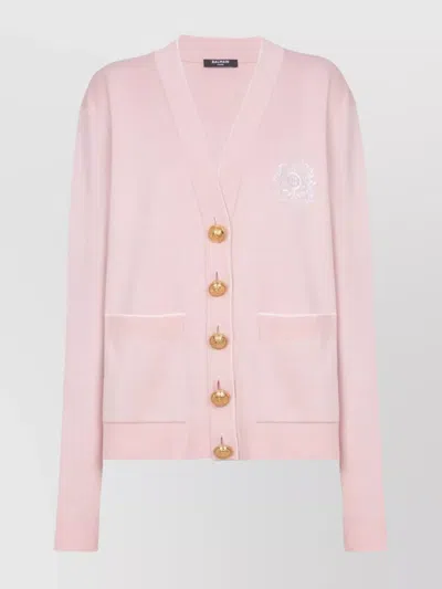 Balmain Silk-cotton Embroidered Cardigan