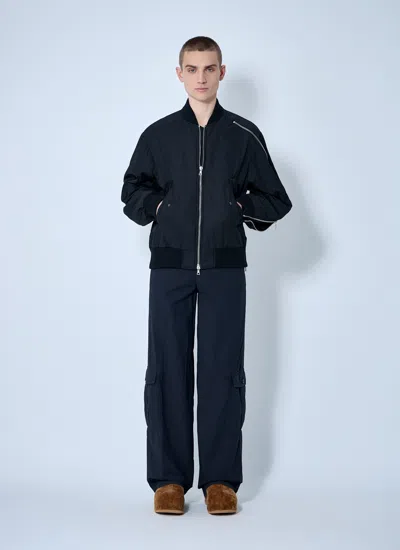 Dries Van Noten Men Nylon Bomber Jacket In Blue