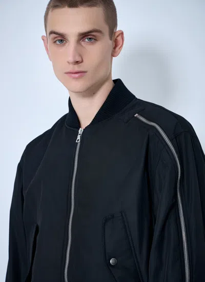 Dries Van Noten Men Nylon Bomber Jacket In Blue