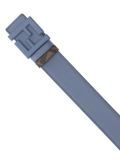 Fendi Men "ff" Reversible Belt In Blue