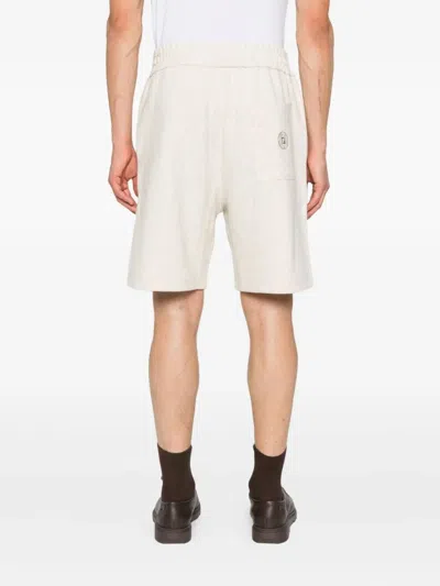 Fendi Relaxed-fit Cotton Blend Shorts In Neutral