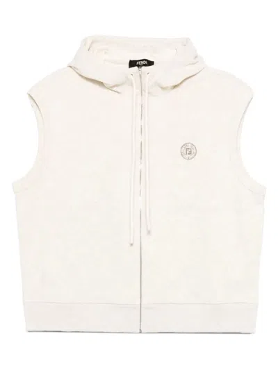 Fendi Sleeveless Zip-up Hoodie With Spacious Hood