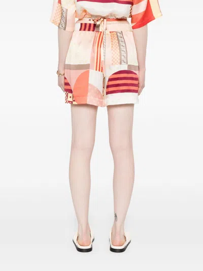 Fendi Women Patchwork Shorts In Pink