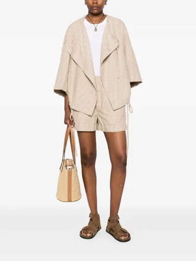 Fendi Beige Bermuda Shorts With Relaxed Fit In Neutral