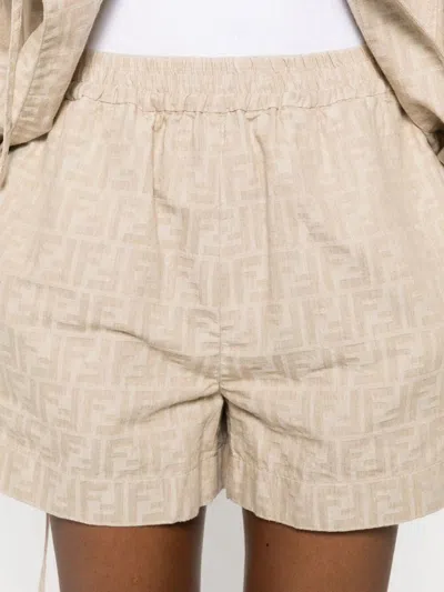 Fendi Beige Bermuda Shorts With Relaxed Fit In Neutral