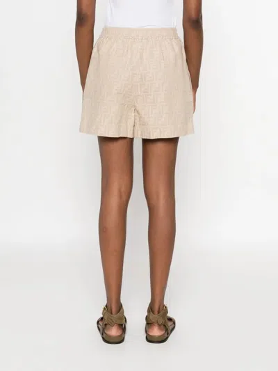 Fendi Beige Bermuda Shorts With Relaxed Fit In Neutral