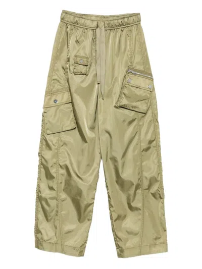 Ganni Womens Boa Elasticated Patch-pocket Shell Trousers In Green